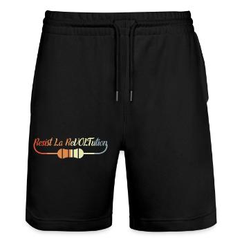 Lustiger Elektriker Spruch - Stanley/Stella Unisex Bio Joggingshorts Trainer  - Schwarz - Vorne - Nik (191cm) & Marisol (170cm)
