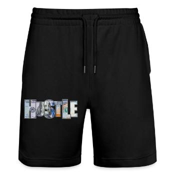 Hustle - Stanley/Stella Trainer Unisex Organic Jogging Shorts - black - Front - Nik (191cm) & Marisol (170cm)