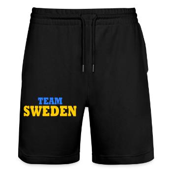 Team sweden - Stanley/Stella Unisex Bio Joggingshorts Trainer  - Schwarz - Vorne - Nik (191cm) & Marisol (170cm)