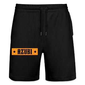 AZUBI orange tshirt - Stanley/Stella Unisex Bio Joggingshorts Trainer  - Schwarz - Vorne - Nik (191cm) & Marisol (170cm)