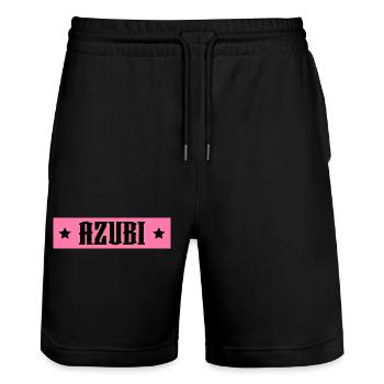 AZUBI rosa tshirt - Stanley/Stella Unisex Bio Joggingshorts Trainer  - Schwarz - Vorne - Nik (191cm) & Marisol (170cm)