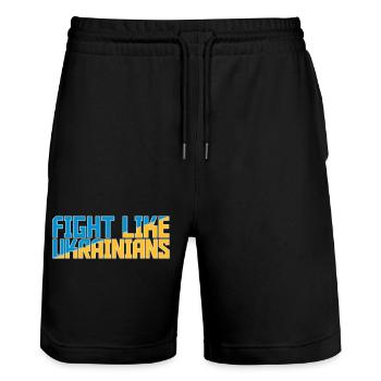 fight like ukrainians quote - Stanley/Stella Trainer Unisex Organic Jogging Shorts - black - Front - Nik (191cm) & Marisol (170cm)