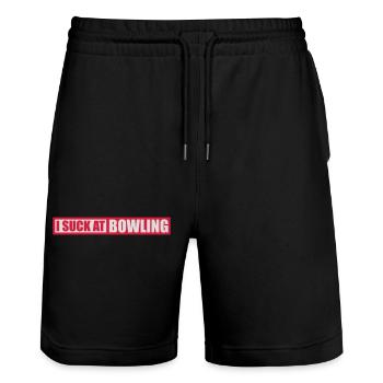 I suck at bowling - Stanley/Stella Unisex Bio Joggingshorts Trainer  - Schwarz - Vorne - Nik (191cm) & Marisol (170cm)