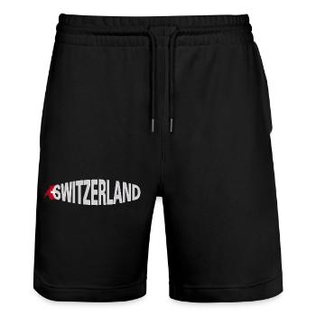 SWITZERLAND CLAIM bead with coat of arms half - Stanley/Stella Trainer Unisex Organic Jogging Shorts - black - Front - Nik (191cm) & Marisol (170cm)