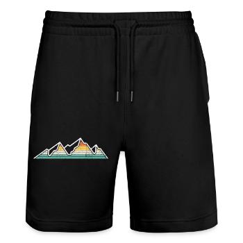 Pastel Rainbow Mountain Ridge - Stanley/Stella Trainer Unisex Organic Jogging Shorts - black - Front - Nik (191cm) & Marisol (170cm)