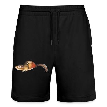 Squirrel forest animal t-shirt print - Stanley/Stella Trainer Unisex Organic Jogging Shorts - black - Front - Nik (191cm) & Marisol (170cm)
