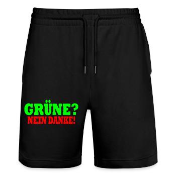 grüne nein danke - Stanley/Stella Unisex Bio Joggingshorts Trainer  - Schwarz - Vorne - Nik (191cm) & Marisol (170cm)