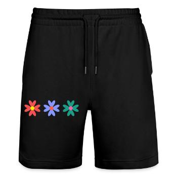 FLEUR. FLOWER. NATURE. ECOLOGIE. BONHEUR. ZEN - Short de jogging bio TRAINER Stanley/Stella unisexe - noir - Devant - Nik (191cm) & Marisol (170cm)