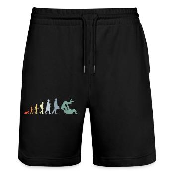 Vintage Judo Evolution - Stanley/Stella Trainer Unisex Organic Jogging Shorts - black - Front - Nik (191cm) & Marisol (170cm)