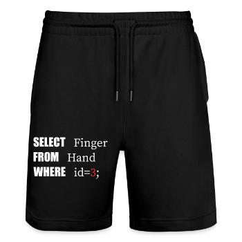 Handauswahl Finger, Lustiger Code. Programmierer-Sprache - Stanley/Stella Unisex Bio Joggingshorts Trainer  - Schwarz - Vorne - Nik (191cm) & Marisol (170cm)