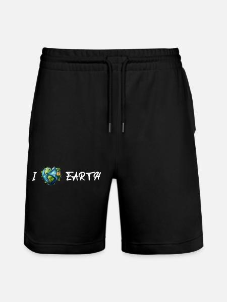 I love the earth white - Stanley/Stella Trainer Unisex Organic Jogging Shorts - black