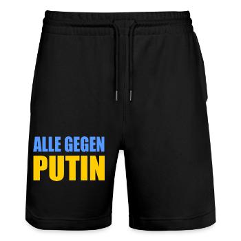 Alle gegen putin - Stanley/Stella Unisex Bio Joggingshorts Trainer  - Schwarz - Vorne - Nik (191cm) & Marisol (170cm)