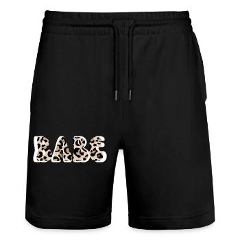 Babe Leopard - Brautgespann - Stanley/Stella Unisex Bio Joggingshorts Trainer  - Schwarz - Vorne - Nik (191cm) & Marisol (170cm)