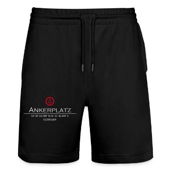 Ankerplatz Fehmarn - Stanley/Stella Unisex Bio Joggingshorts Trainer  - Schwarz - Vorne - Nik (191cm) & Marisol (170cm)