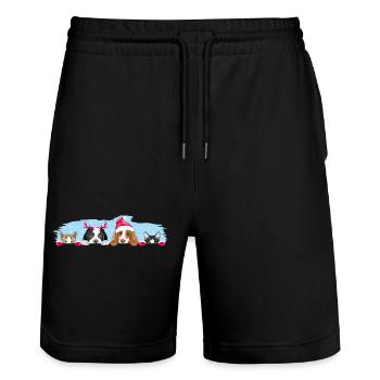 Peeking dogs and cats in Christmas accessories - Stanley/Stella Trainer Unisex Organic Jogging Shorts - black - Front - Nik (191cm) & Marisol (170cm)