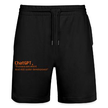 Humans are weird - Stanley/Stella Trainer Unisex Organic Jogging Shorts - black - Front - Nik (191cm) & Marisol (170cm)