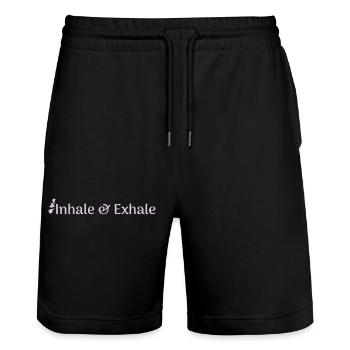 Inhale & Exhale - Stanley/Stella Trainer Unisex Organic Jogging Shorts - black - Front - Nik (191cm) & Marisol (170cm)