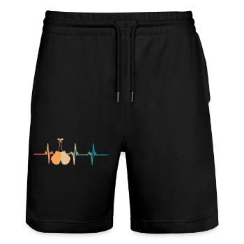 Battement de cœur boxe - Short de jogging bio TRAINER Stanley/Stella unisexe - noir - Devant - Nik (191cm) & Marisol (170cm)