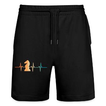 Heartbeat chess games - Stanley/Stella Trainer Unisex Organic Jogging Shorts - black - Front - Nik (191cm) & Marisol (170cm)