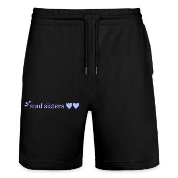 amis - Short de jogging bio TRAINER Stanley/Stella unisexe - noir - Devant - Nik (191cm) & Marisol (170cm)