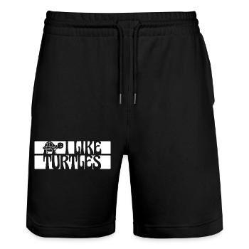 I Like Turtles Cute Tortoise Love Turtle Lover - Stanley/Stella Trainer Unisex Organic Jogging Shorts - black - Front - Nik (191cm) & Marisol (170cm)