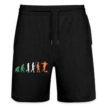 Football Evolution Ireland Footballers - Stanley/Stella Trainer Unisex Organic Jogging Shorts - black - Front - Nik (191cm) & Marisol (170cm)
