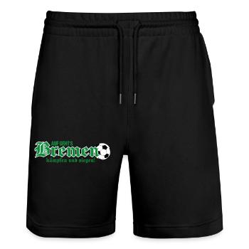 Bremen kämpfen und siegen - Stanley/Stella Unisex Bio Joggingshorts Trainer  - Schwarz - Vorne - Nik (191cm) & Marisol (170cm)