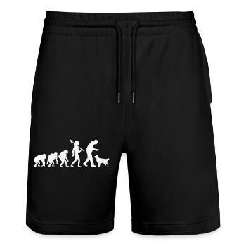 Evolution Golden Retriever GR Dog Retrievers - Stanley/Stella Trainer Unisex Organic Jogging Shorts - black - Front - Nik (191cm) & Marisol (170cm)
