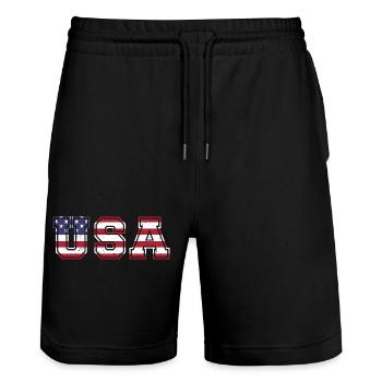 Les États-Unis aux couleurs du drapeau américain drapeau - Short de jogging bio TRAINER Stanley/Stella unisexe - noir - Devant - Nik (191cm) & Marisol (170cm)