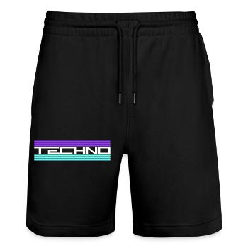 Techno Liebe Zitat Spruch Musik Party Feiern Logo - Stanley/Stella Unisex Bio Joggingshorts Trainer  - Schwarz - Vorne - Nik (191cm) & Marisol (170cm)