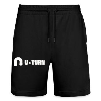 U-TURN - Stanley/Stella Trainer Unisex Organic Jogging Shorts - black - Front - Nik (191cm) & Marisol (170cm)