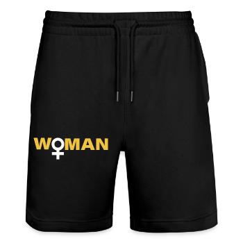 WOMAN - Stanley/Stella Trainer Unisex Organic Jogging Shorts - black - Front - Nik (191cm) & Marisol (170cm)
