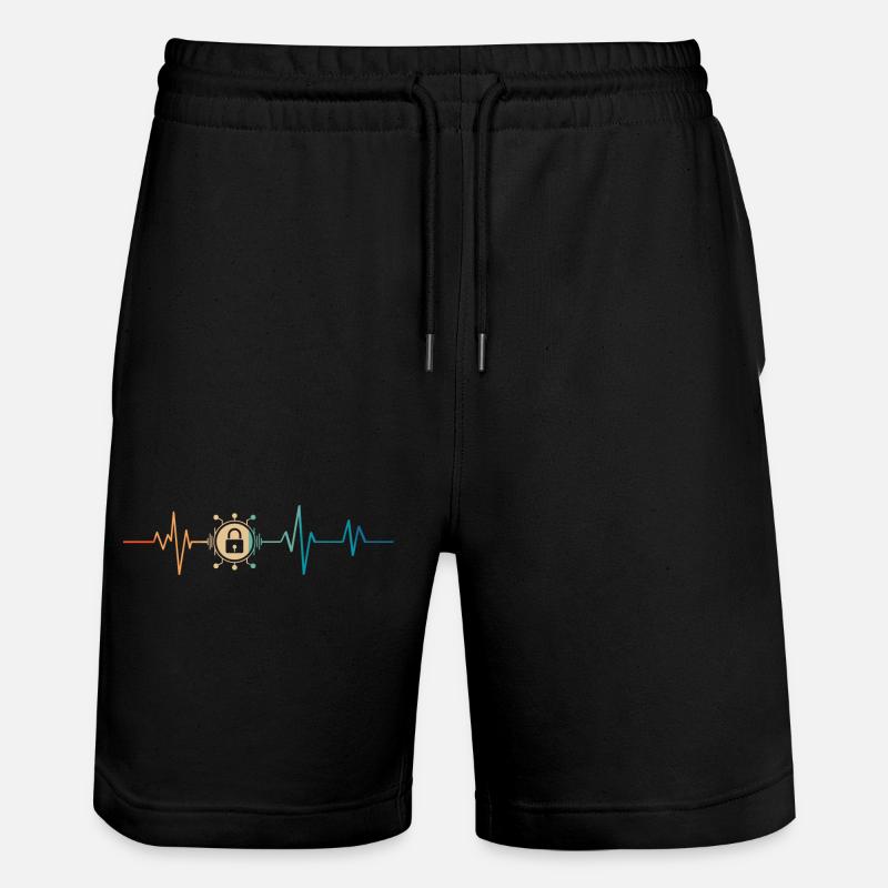 Retro Heartbeat Cyber Security - Stanley/Stella Trainer Unisex Organic Jogging Shorts - black