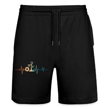 Heartbeat Retro Engineer Energy Renewed - Stanley/Stella Trainer Unisex Organic Jogging Shorts - black - Front - Nik (191cm) & Marisol (170cm)