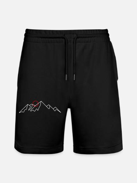 Minimale Berglinie mit roter Sonne - Stanley/Stella Unisex Bio Joggingshorts Trainer  - Schwarz