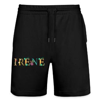 IRENE Name mit Blumen geschmückt - Stanley/Stella Unisex Bio Joggingshorts Trainer  - Schwarz - Vorne - Nik (191cm) & Marisol (170cm)