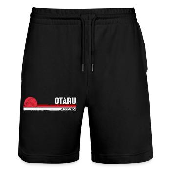 Otaru Japan Vintage Retro Design for Romantic - Stanley/Stella Trainer Unisex Organic Jogging Shorts - black - Front - Nik (191cm) & Marisol (170cm)
