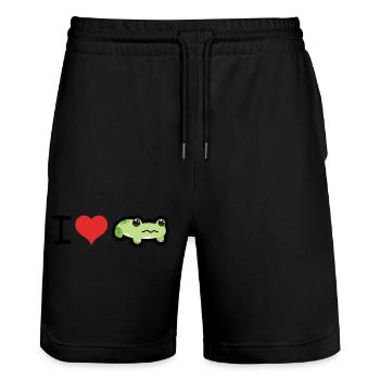 J’adore les grenouilles - Frog Memes - Short de jogging bio TRAINER Stanley/Stella unisexe - noir - Devant - Nik (191cm) & Marisol (170cm)