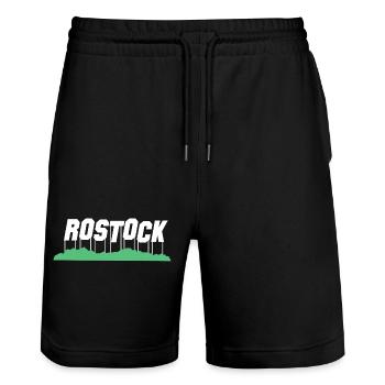 Rostock Deutschland Ostsee - Stanley/Stella Unisex Bio Joggingshorts Trainer  - Schwarz - Vorne - Nik (191cm) & Marisol (170cm)