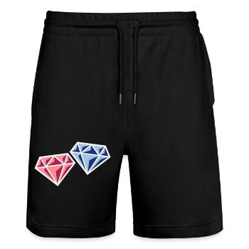 Pair Of Diamonds (Bridal Pair Wedding Symbol, NEG) - Stanley/Stella Trainer Unisex Organic Jogging Shorts - black - Front - Nik (191cm) & Marisol (170cm)