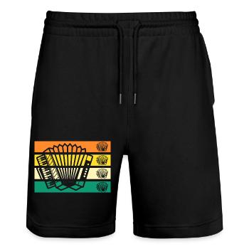 Accordion Player Accordion - Stanley/Stella Trainer Unisex Organic Jogging Shorts - black - Front - Nik (191cm) & Marisol (170cm)