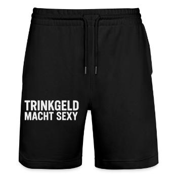 Trinkgeld macht sexy – Lustiges Sprüche Shirt - Stanley/Stella Unisex Bio Joggingshorts Trainer  - Schwarz - Vorne - Nik (191cm) & Marisol (170cm)