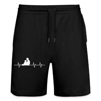 Un cœur, deux âmes - Édition Chien et Maître - Short de jogging bio TRAINER Stanley/Stella unisexe - noir - Devant - Nik (191cm) & Marisol (170cm)