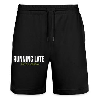 RUNNING LATE IS NOT A CARDIO - Short de jogging bio TRAINER Stanley/Stella unisexe - noir - Devant - Nik (191cm) & Marisol (170cm)