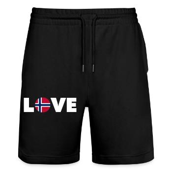 Norway - Love - Norge - Liebe - Norwegen - Stanley/Stella Trainer Unisex Organic Jogging Shorts - black - Front - Nik (191cm) & Marisol (170cm)