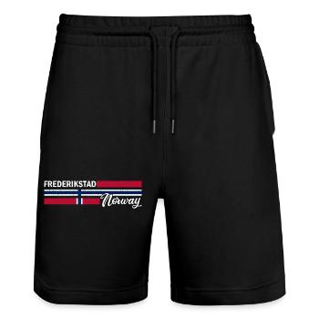 Fredrikstad - Norway Flag - Norge - Norwegen - Stanley/Stella Unisex Bio Joggingshorts Trainer  - Schwarz - Vorne - Nik (191cm) & Marisol (170cm)