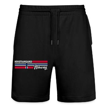 Kristiansand - Norway Flag - Norge - Norwegen - Stanley/Stella Unisex Bio Joggingshorts Trainer  - Schwarz - Vorne - Nik (191cm) & Marisol (170cm)