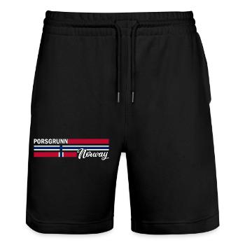 Porsgrunn - Norway Flag - Norge - Norwegen Flagge - Stanley/Stella Unisex Bio Joggingshorts Trainer  - Schwarz - Vorne - Nik (191cm) & Marisol (170cm)