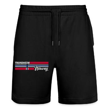 Trondheim - Norway Flag - Norge - Norwegen Flagge - Stanley/Stella Trainer Unisex Organic Jogging Shorts - black - Front - Nik (191cm) & Marisol (170cm)