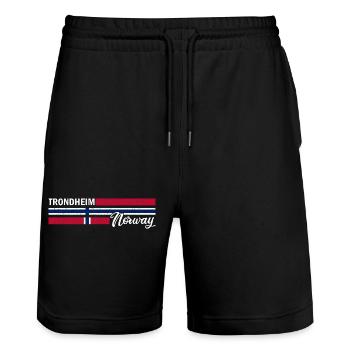 Trondheim - Norway Flag - Norge - Norwegen Flagge - Stanley/Stella Trainer Unisex Organic Jogging Shorts - black - Front - Nik (191cm) & Marisol (170cm)